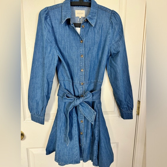 Sezane Sol Dress Denim Size 2 - Picture 2 of 7